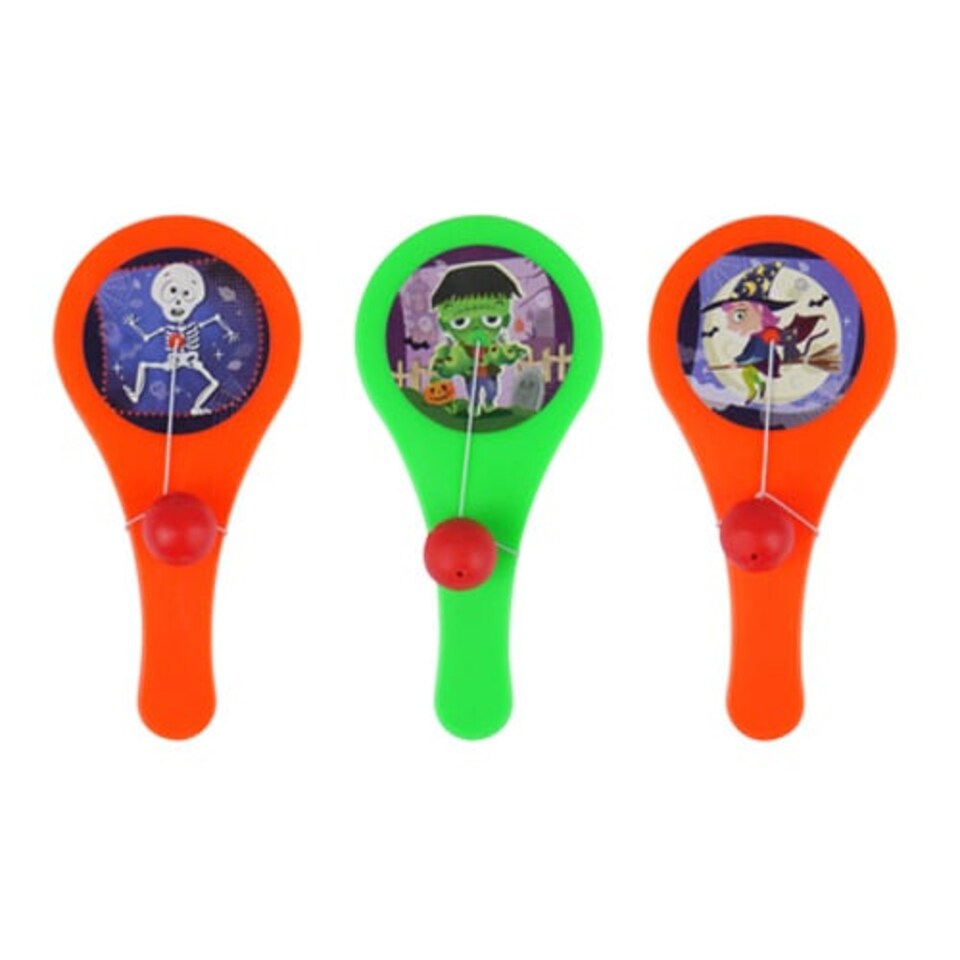 Assorted Halloween Paddle Bat and Ball Game 11cm