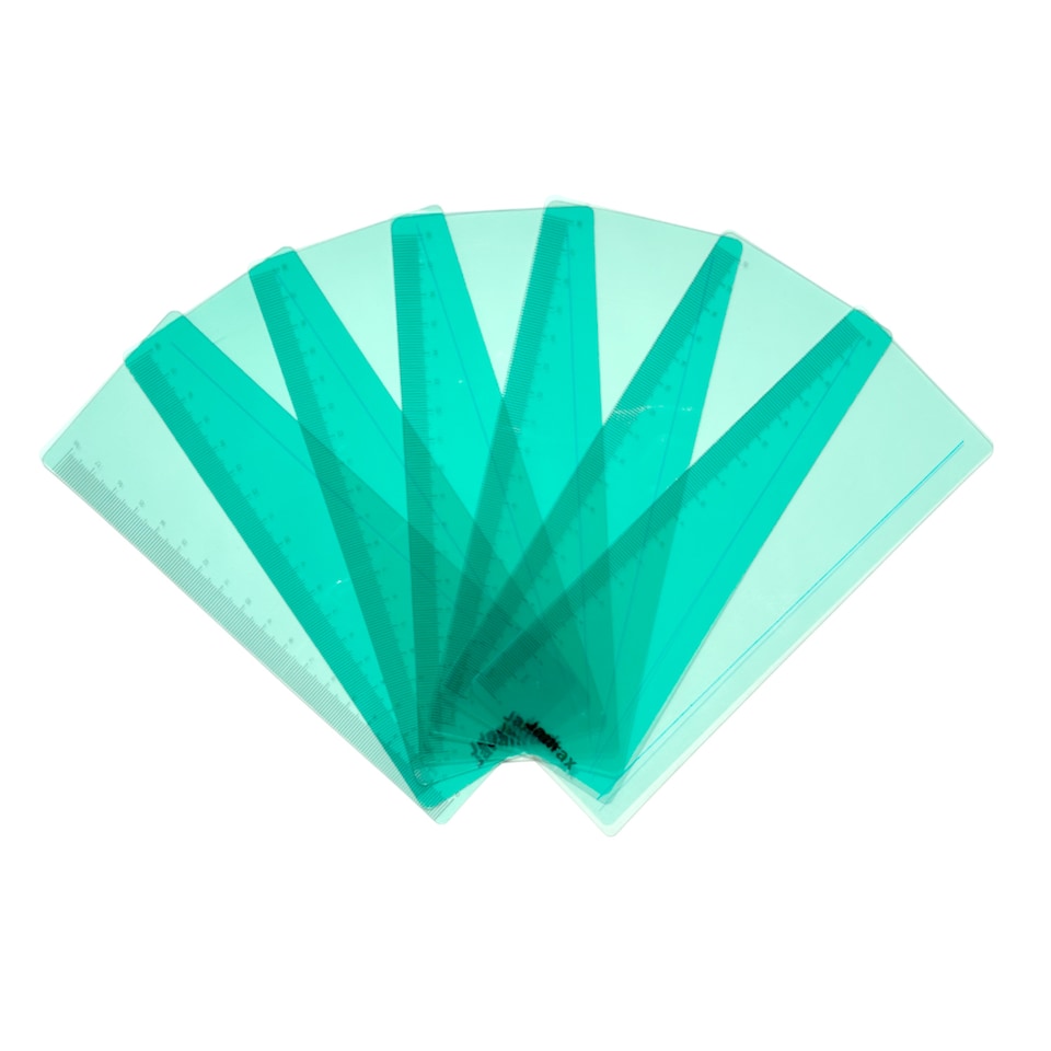 image 1 of Pack of 8 Cyan 191x70mm Dyslexia Overlay Reading Rulers  - PET Material, Rounded Corners | Green | Cyan
