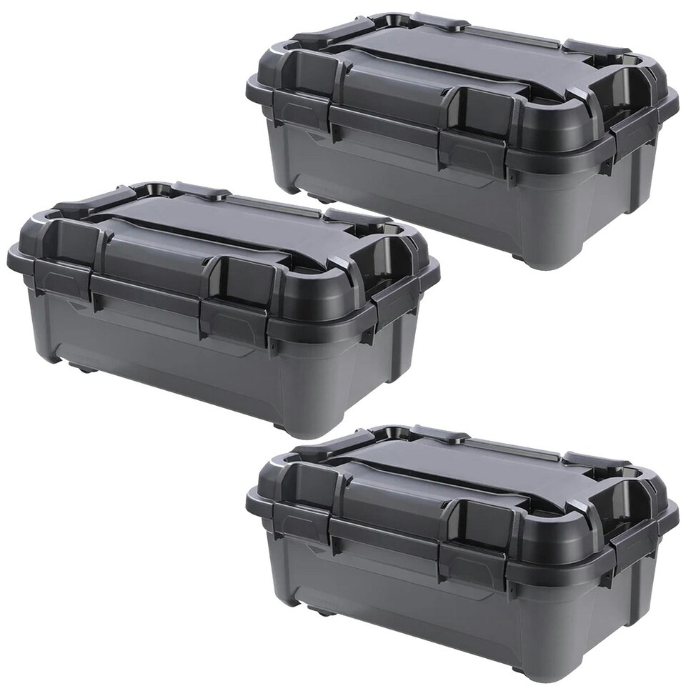 image 1 of 2 x 18 Litre Indoor Outdoor Heavy Duty Black Storage Bunker Trunks Ideal For DIY Use Tradesman & Handyman Black
