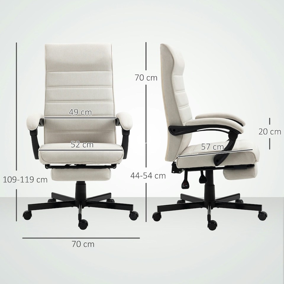 image 1 of Vinsetto High-Back Home Office Chair with Adjustable Height and Footrest, White