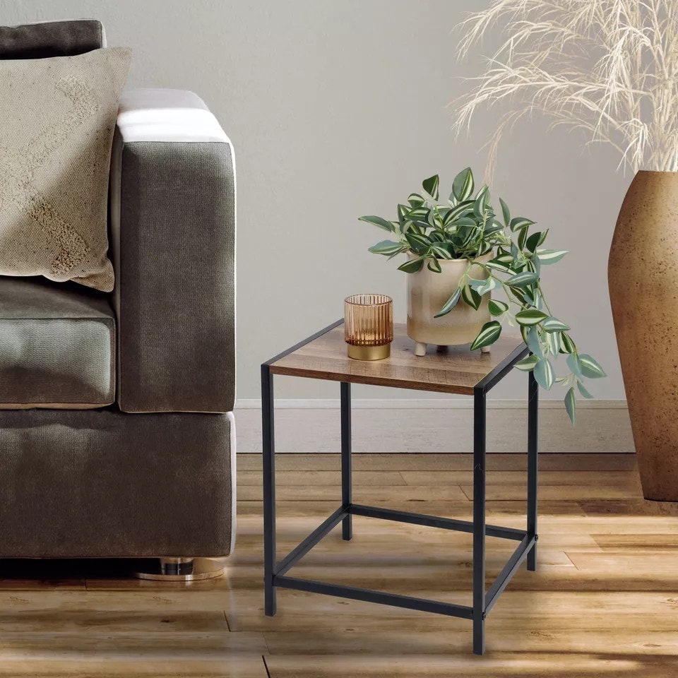 image 1 of Large Wood & Metal Side Table - 49.5 x 49.5 x 49 cm N/A | 0