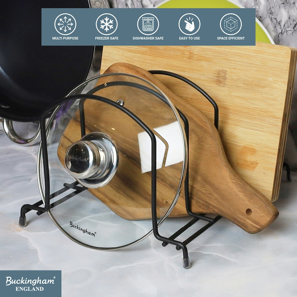 image 1 of Buckingham Kitchen Organising Chopping Board Rack 26 cm - Black | Black