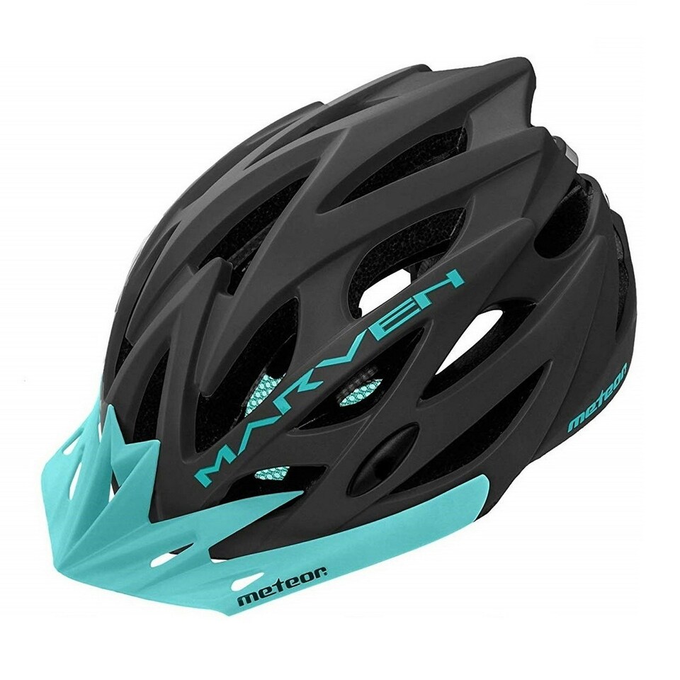 image 1 of Meteor Marven Cycle Helmet MTB Bike Skateboard Scooter Safety Gear Black | Black/Cyan  | L