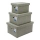 image 1 of JVL Silva Rectangular Fabric Storage Baskets with Lids, Set of 3, Grey Grey