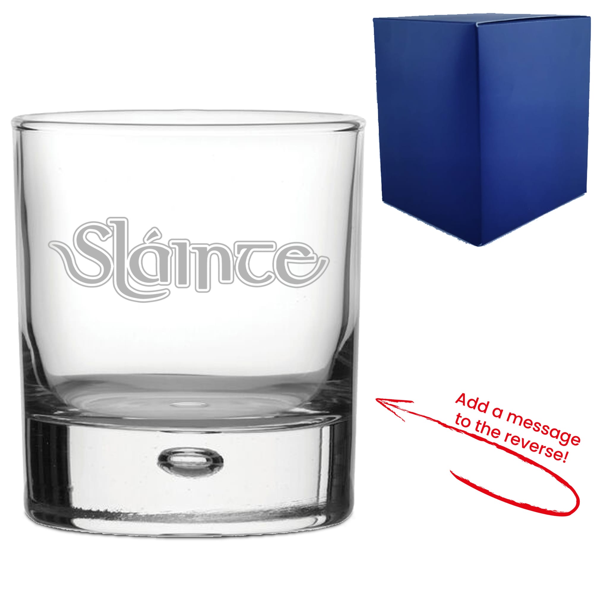 Uniqueful Personalised Slainte Celtic Design Whisky Glass Reverse Message in Clear