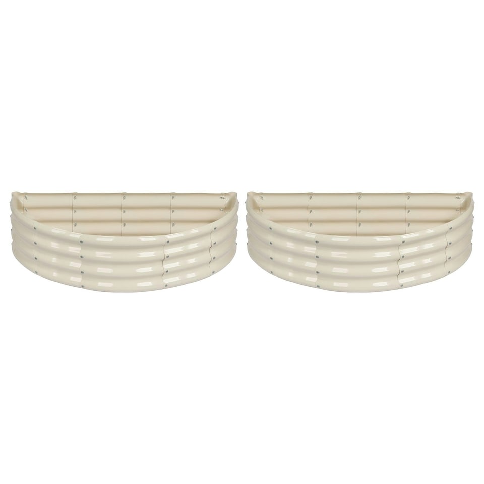 image 1 of Harbour Housewares Semicircular Steel Raised Beds - 120cm x 60cm - Ivory - 2pc Cream