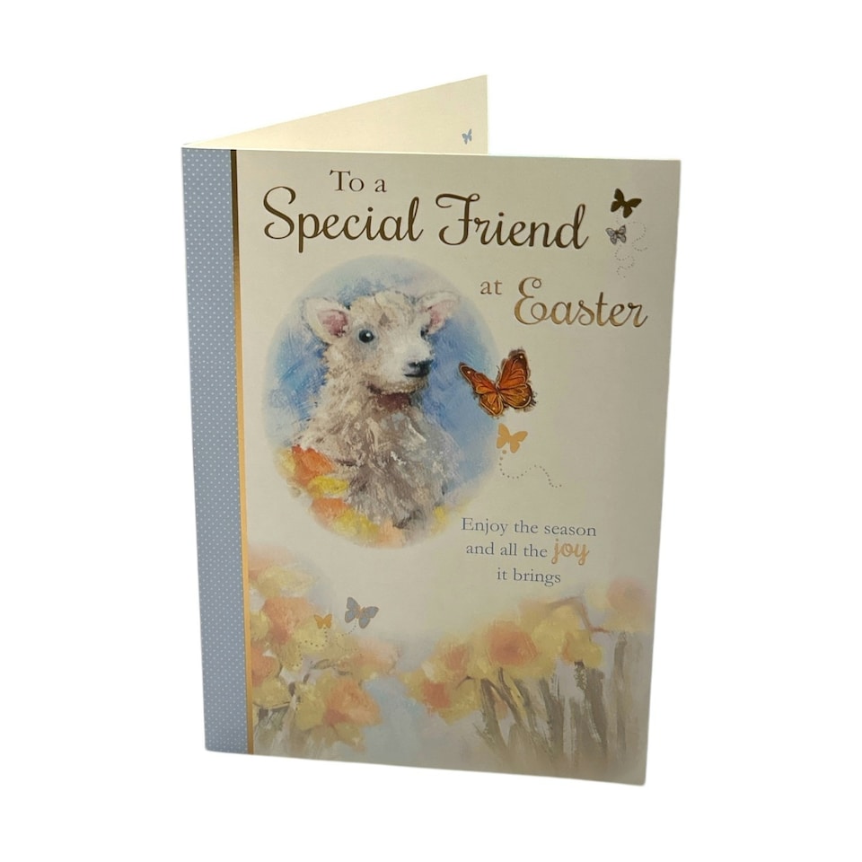 image 1 of For A Special Friend Cute Lamb Floral Design Easter Card