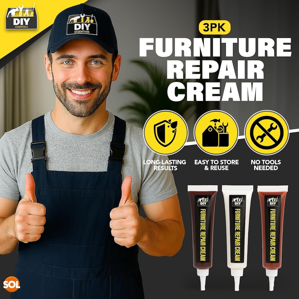 image 1 of 60g Furniture Repair Cream 3pk – White, Sapele & Cedar Wood Scratch Remover for Tables, Cabinets, Flooring & Surface Touch-Ups