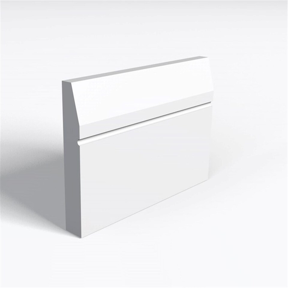 Pack of 20 (Total 20 Units) - Moisture Resistant MDF Primed Splay and 1 Drip Skirting Board - 18mm (T) x 119mm (H) x 4200mm (L)