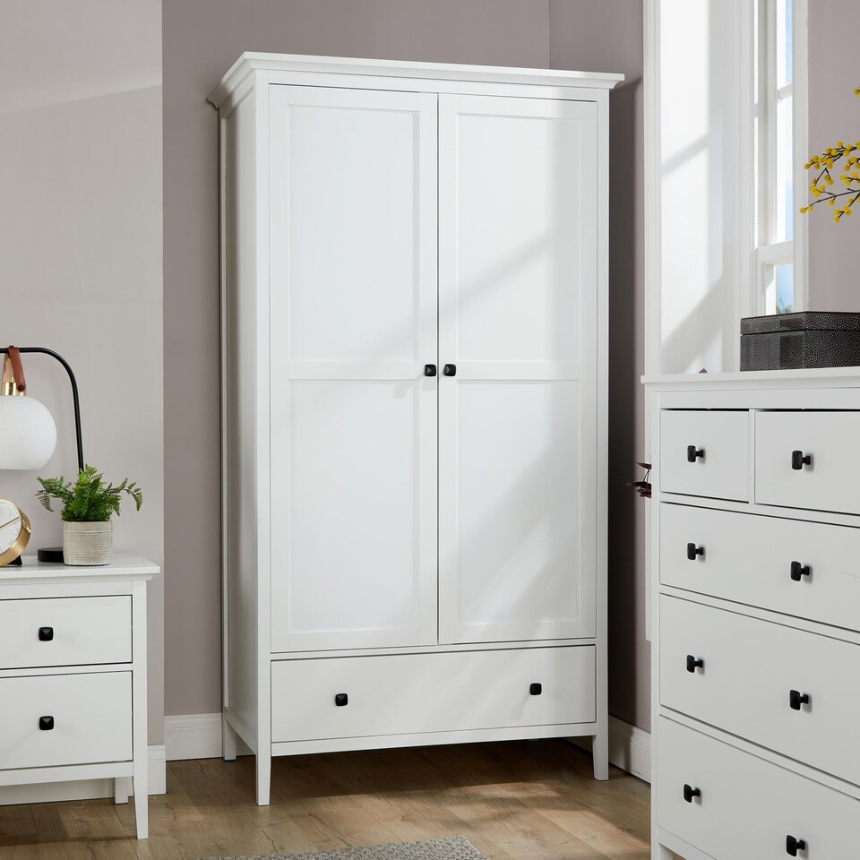 image 1 of Bellevue 1 Or 2 Door Wardrobe MDF Bedroom Furniture White | White