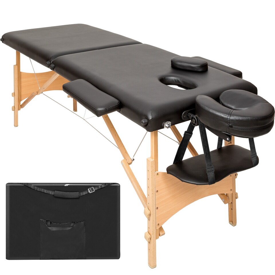 image 1 of Massage Table Freddi - 2-zone bed, foldable, with carry bag, head and armrests | Black | black | 1