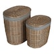 image 2 of Set of 2 Antique Wash Grey Cotton Lined Oval Willow Laundry Basket