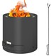 image 1 of Outsunny Outdoor Round Fire Pit with Ash Tray and Fire Poker, Black