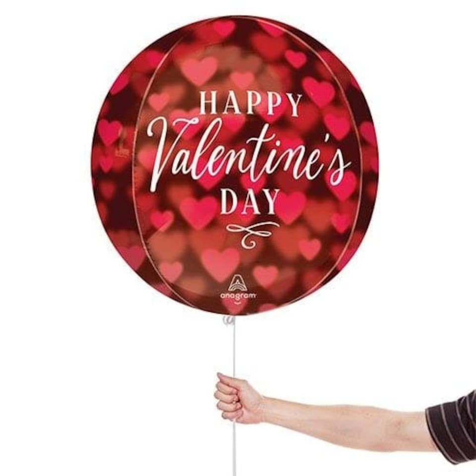 image 1 of Happy Valentine's Day Romantic Glow Hearts Orbz Foil Helium Balloon 38cm / 15 in
