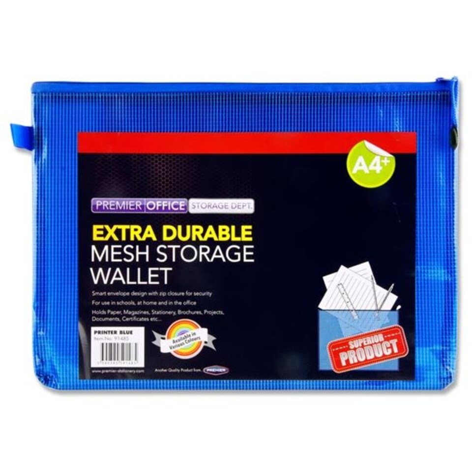 image 1 of A4+ Extra Durable Printer Blue Mesh Wallet by Premto