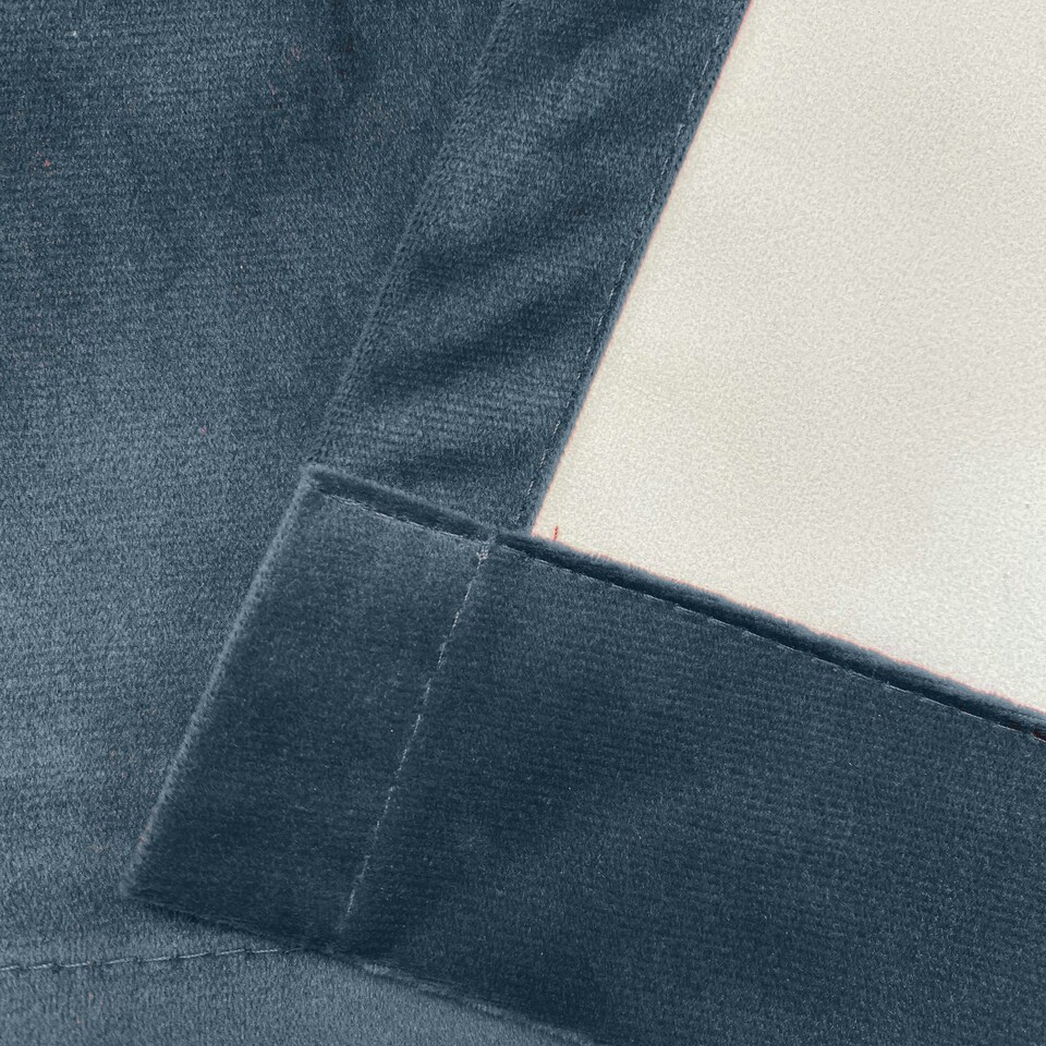 image 1 of Oxford Navy Velvet Curtains 46 x 72 inch (117 x 183 cm) 100% Blackout Pencil Pleat Thermal Noise Reducing Curtains for Bedroom and Living Room