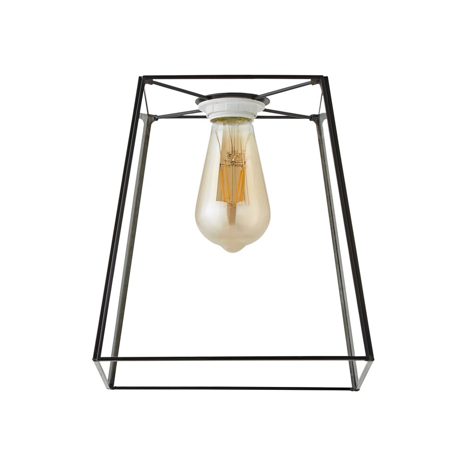 image 1 of ValueLights Susie Pair of Glass Pendant Lantern Black Lamp Shades | Black