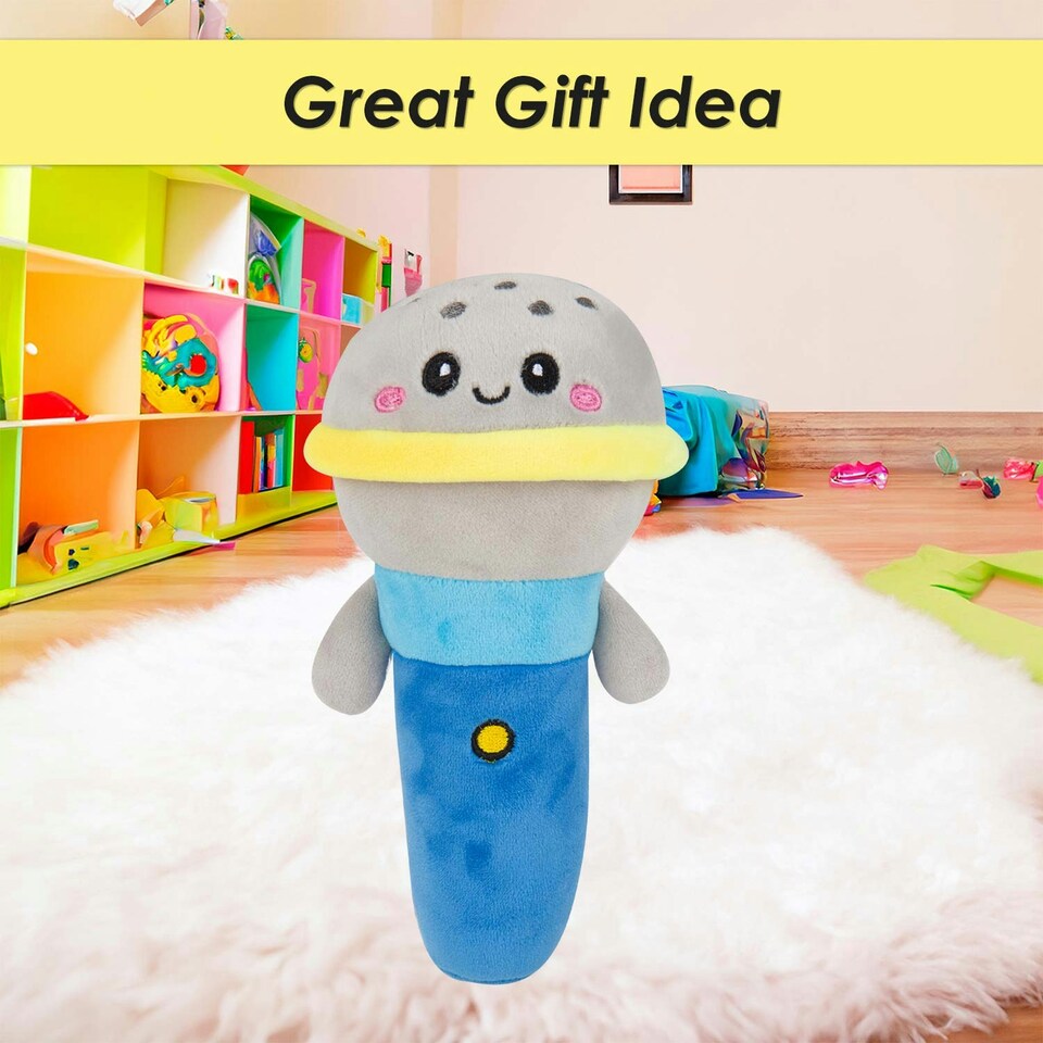image 1 of Microphone Soft Toy Cute Plushie Huggable Cuddly Stuffed Toy 16cm Blue