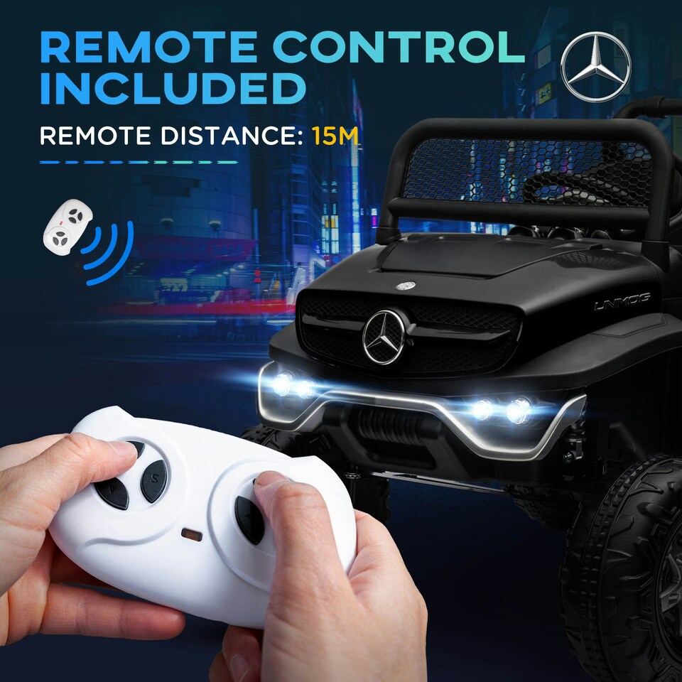 image 1 of HOMCOM 12V Licensed Mercedes-Benz Unimog, Kids Electric Ride on Car - Black