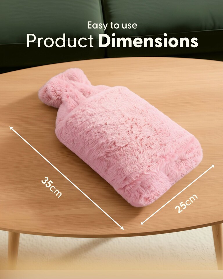 image 1 of Keplin Fluffy Faux Fur Hot Water Bottle 2 Litre with Hand Warming Cover