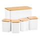 image 1 of Cooks Professional 5 Piece Square Kitchen Storage Cannister Set with Bamboo Lids | White | White | 5