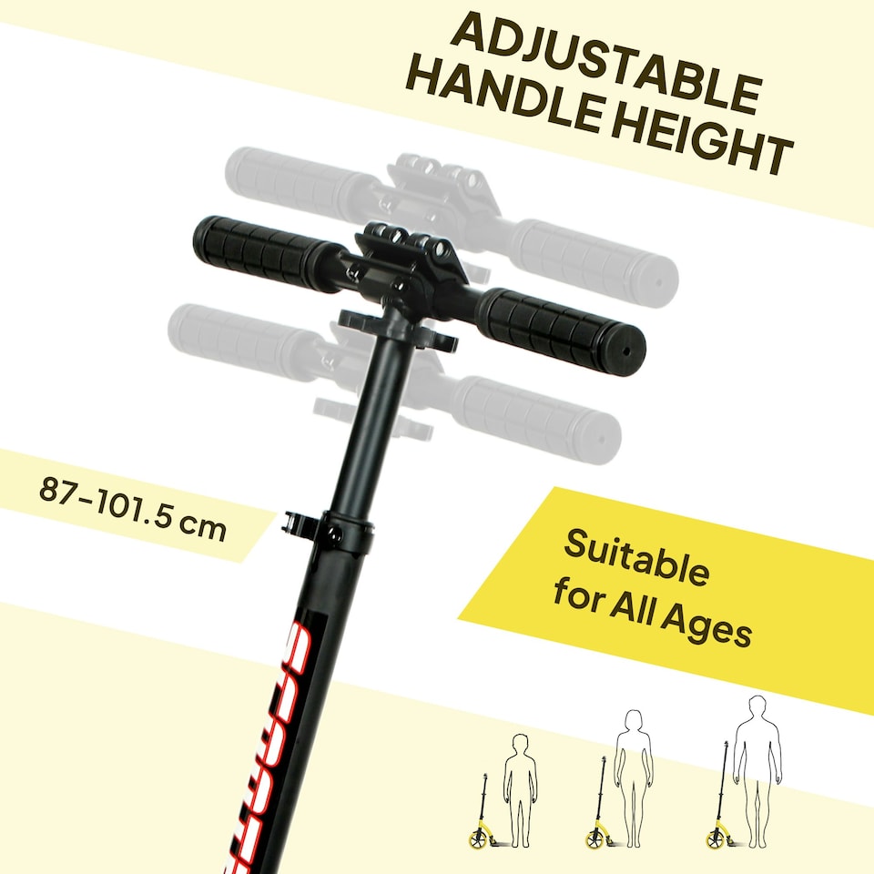 image 1 of HOMCOM Teens Adult Kick Scooter Foldable Adjust Aluminium For 14+ Yellow Yellow