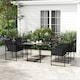 image 2 of Outsunny 5 Piece Garden Dining Set, 4 Seater Outdoor Table and Chairs with Texteline Seat, Space Saving Cube Set with Foldable Backrest, Tempered Glass Table Top, for Patio, Black