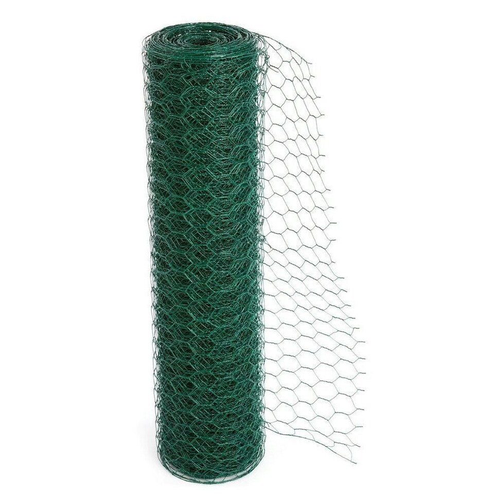 image 1 of True Products PVC Coated Galvanised Chicken Wire Netting - Rabbit Poultry Fence 50mm Mesh - 1m x 10m
