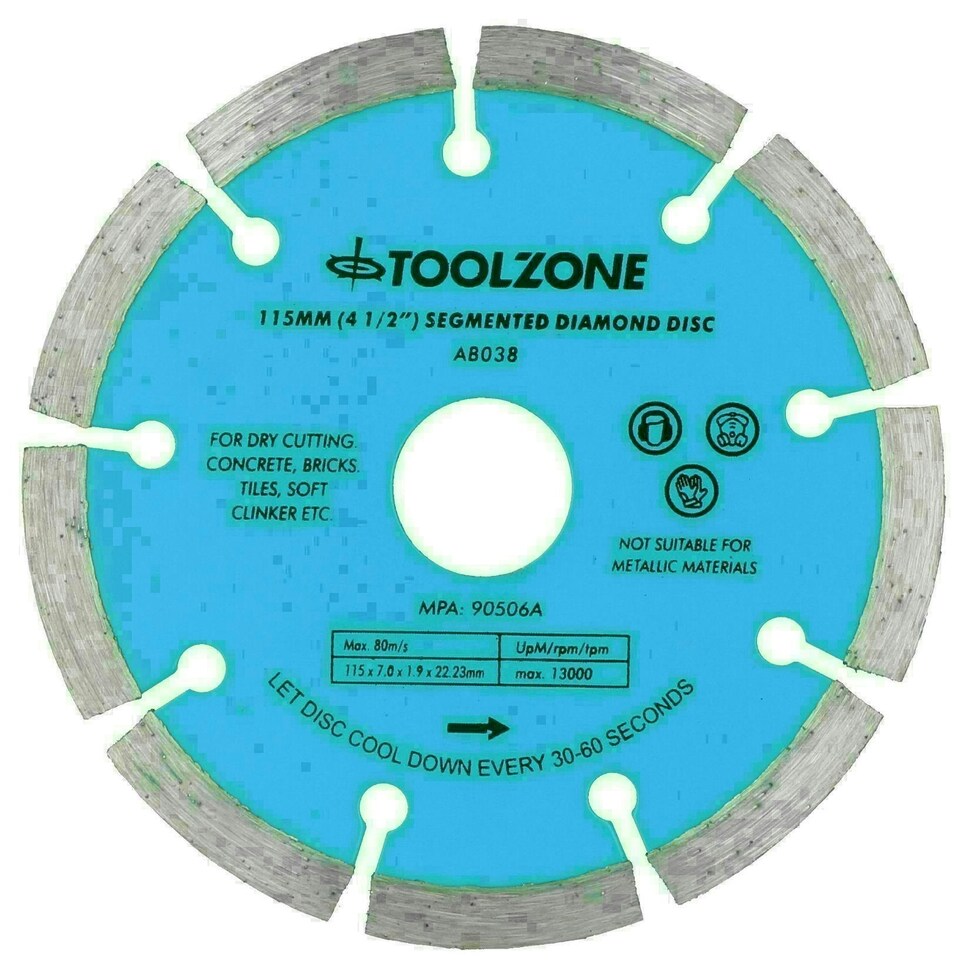 image 1 of 115mm 4-1/2in Segmented Diamond Cutting Disc Blade Stone Brick Angle Grinder 2pc