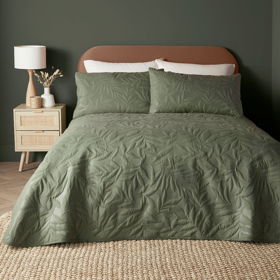 image 1 of Serene Luana Bedspread Dark Green