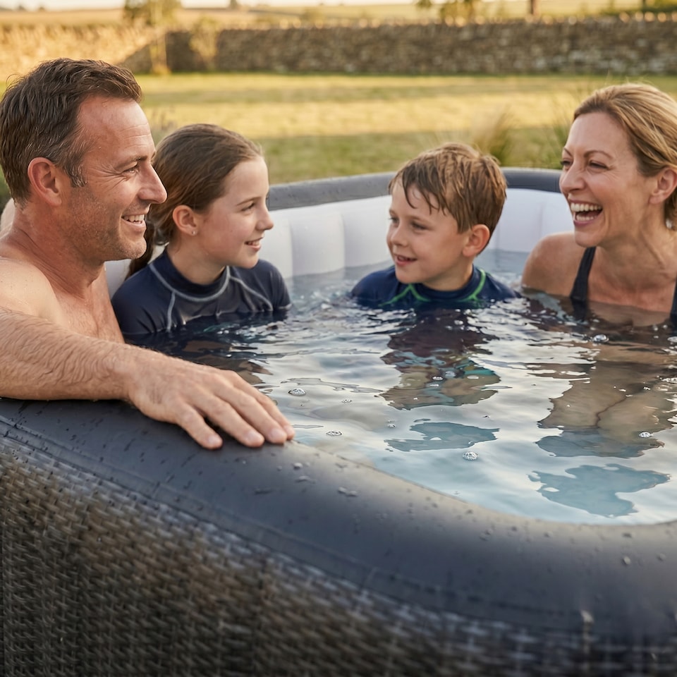 image 1 of Wave Pacific 6 Person Inflatable Hot Tub, Slate Rattan