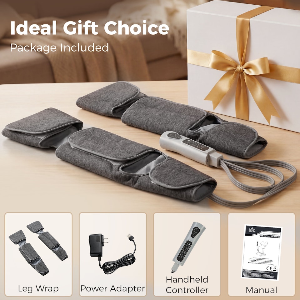image 1 of HOMCOM Leg Massagers for Pain and Circulation, Foot Massager with Heat