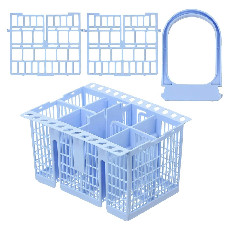 image 1 of SPARES2GO Cutlery Basket Cage for Hisense Dishwasher (Blue, 220 x 208 x 160mm)