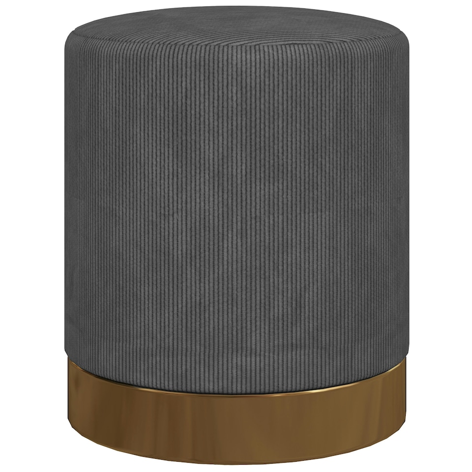 image 1 of HOMCOM Modern Round Footstool, Fabric Upholstered Foot Rest, Charcoal Grey