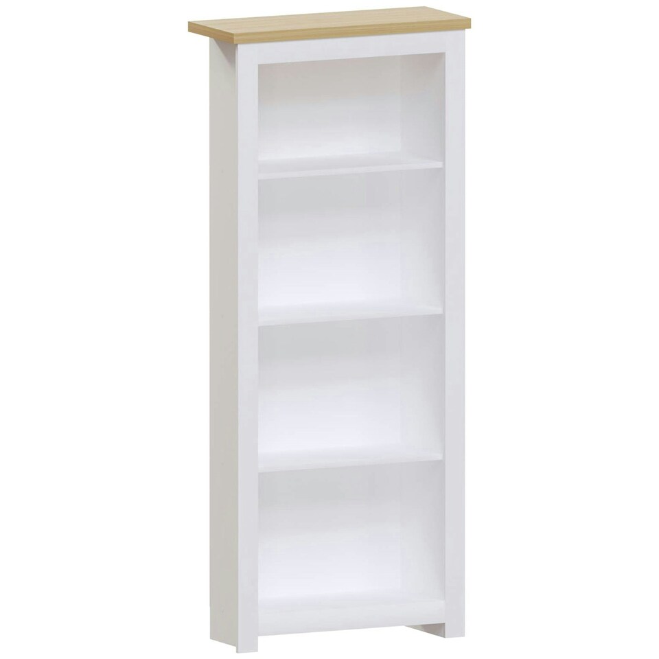 image 1 of Vida Designs Arlington 4 Tier Bookcase Shaker Style Display Storage, White & Oak