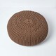 image 3 of Homescapes Chocolate Brown Large Round Cotton Knitted Pouffe Footstool