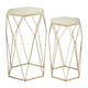image 1 of Set of 2 Hexagonal Mirrored Top Side Tables,Nesting Tables With Champagne Finish,Decorative Accent Tables Gold