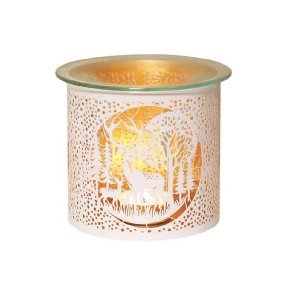 image 1 of Aroma Multi Functional Tealight Wax Melt Burner 10.5cm White Deer Family White