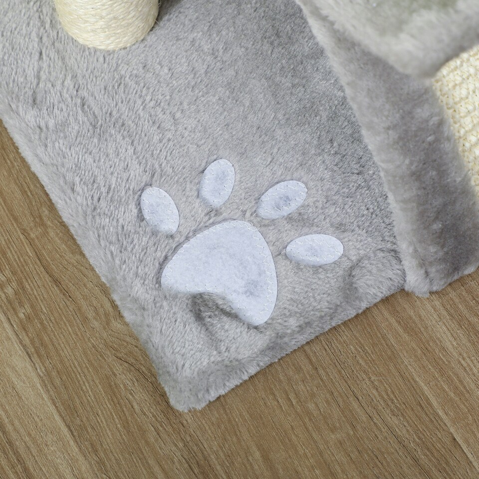 image 1 of PawHut Cat Tree Tower, Rotatable Top Bar, Sisal Post, Tunnel, Balls, Grey