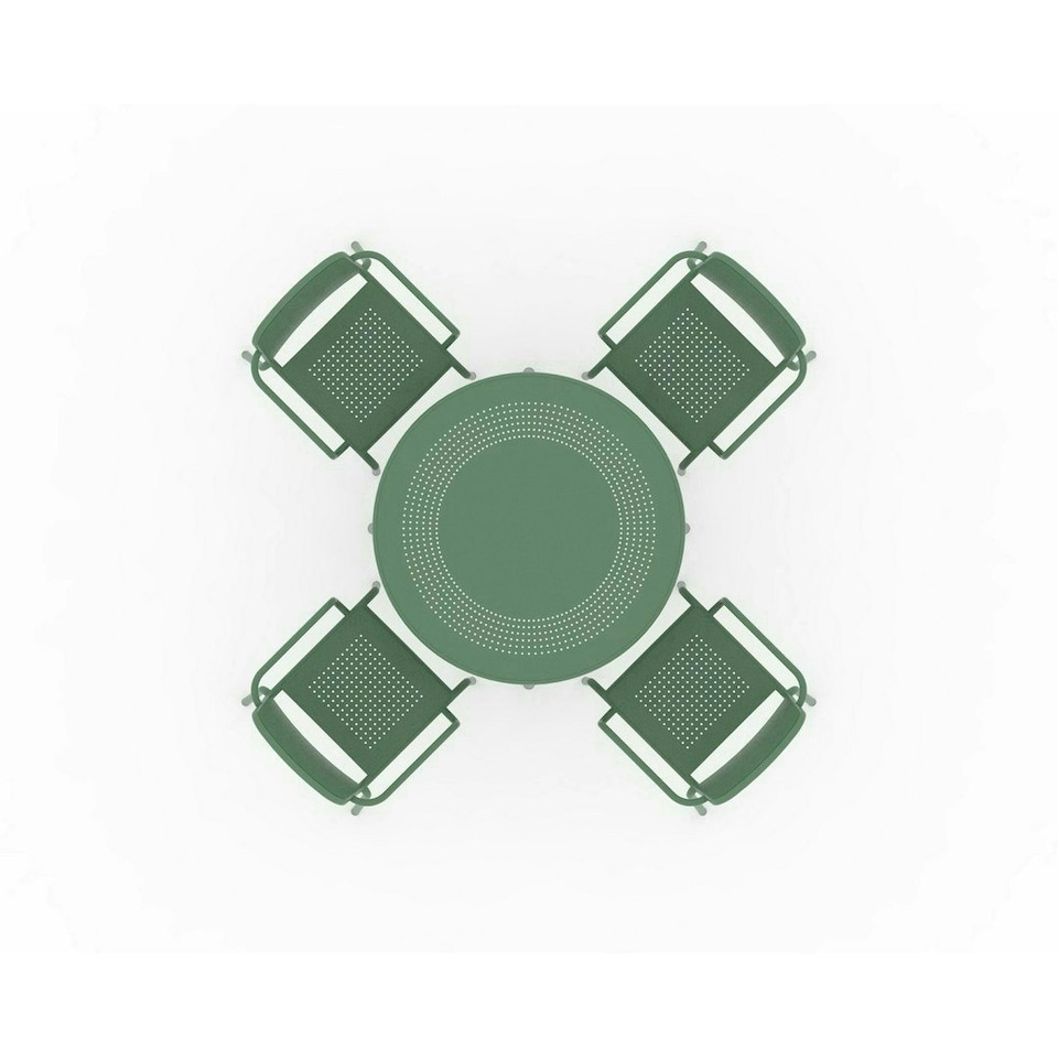 image 1 of Porto 4 Seater Stacking Round Dining Set - Steel - Olive