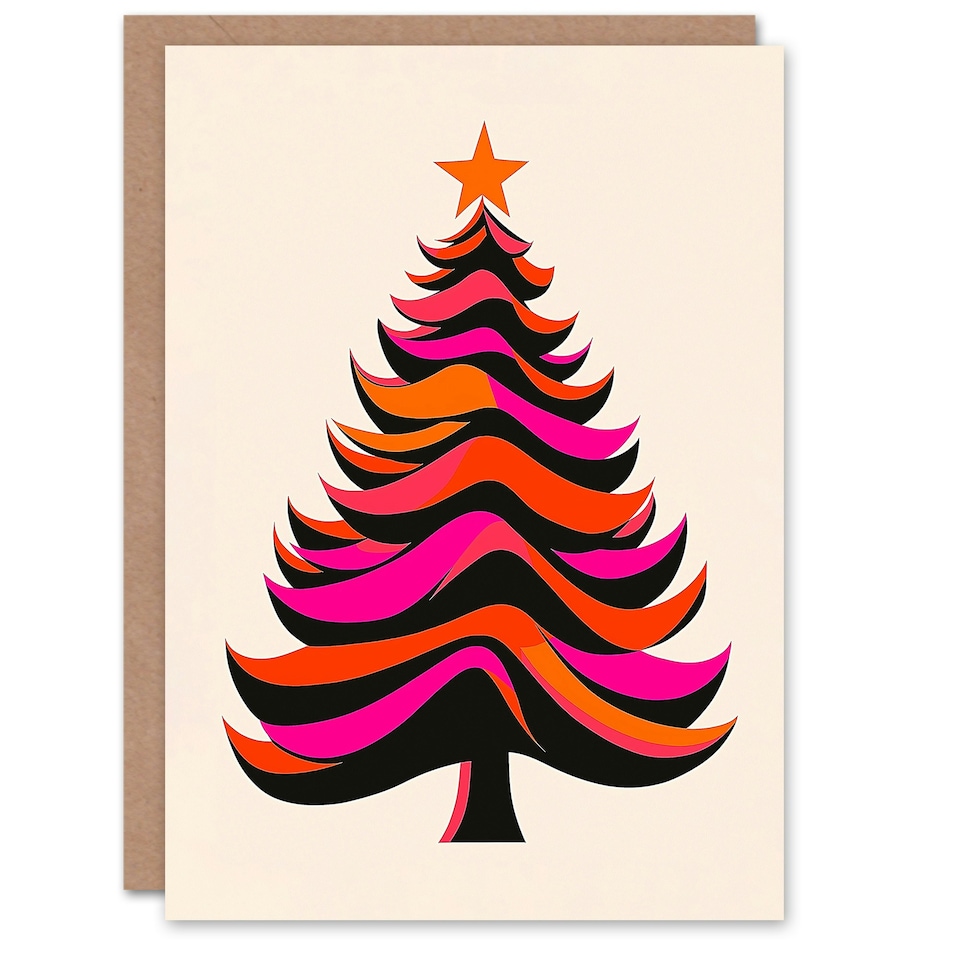 image 1 of Vibrant Tree Orange Pink Fuchsia Fun Xmas For Mum Christmas Card