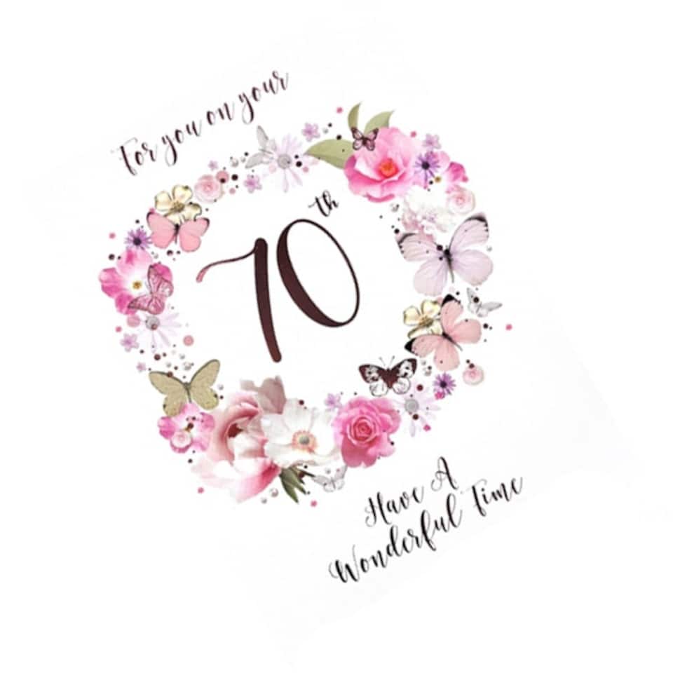 image 1 of Simon Elvin Have A Wonderful Time 70th Greetings Card (Pack of 6) - Multicoloured - One Size