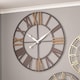 image 2 of Large Round Wall Clock with Natural Wood and Antique Grey Metal