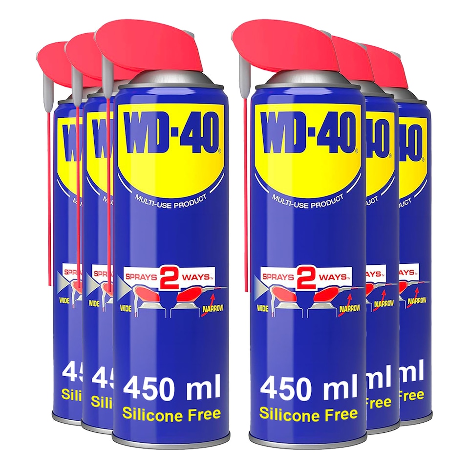 image 1 of WD-40 Multi-Use Lubricant Smart Straw Spray, Removes Grease, Stops Rust 450ml, 6 Pack