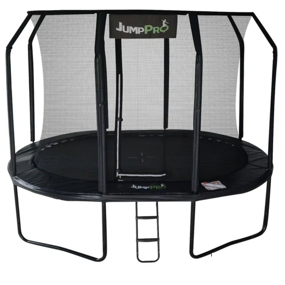 image 1 of 12ft x 8ft JumpPRO® Xcel Black Oval Trampoline with Enclosure