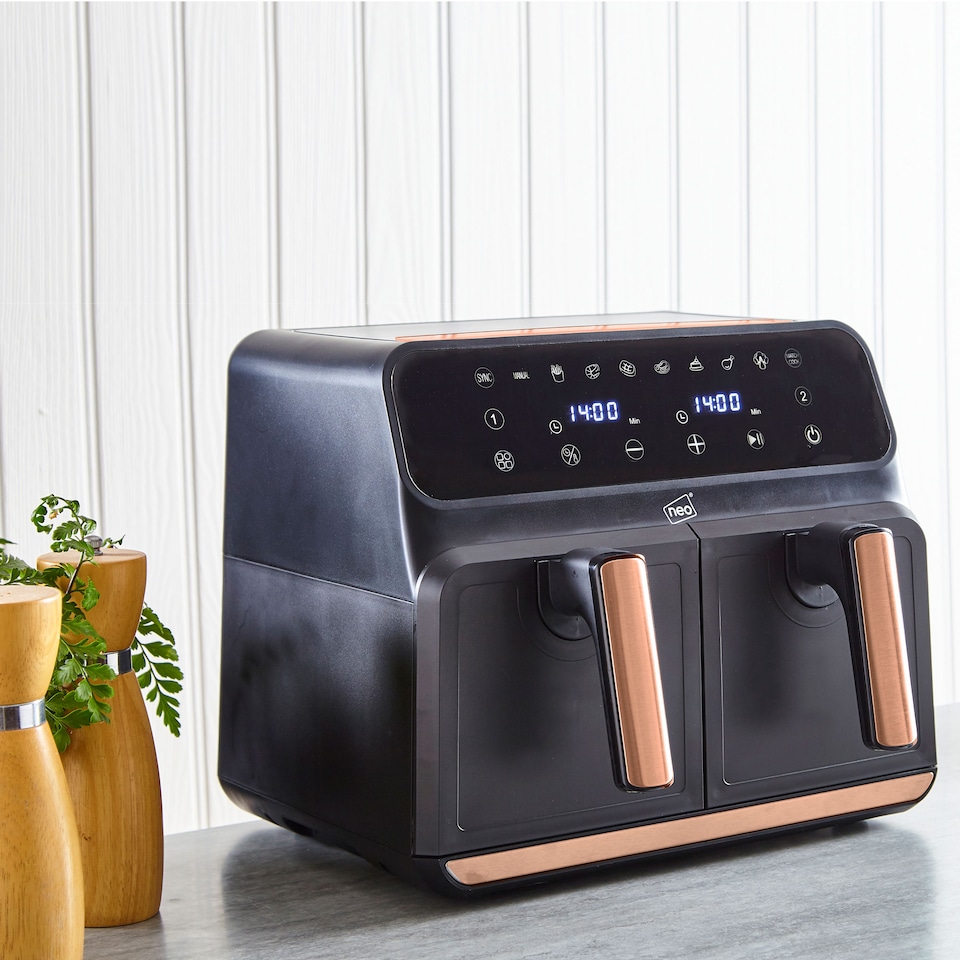 image 1 of Neo Black Copper Gold Black Dual Twin Zone Double Drawer Electric Air Fryer | Black | Black | 1