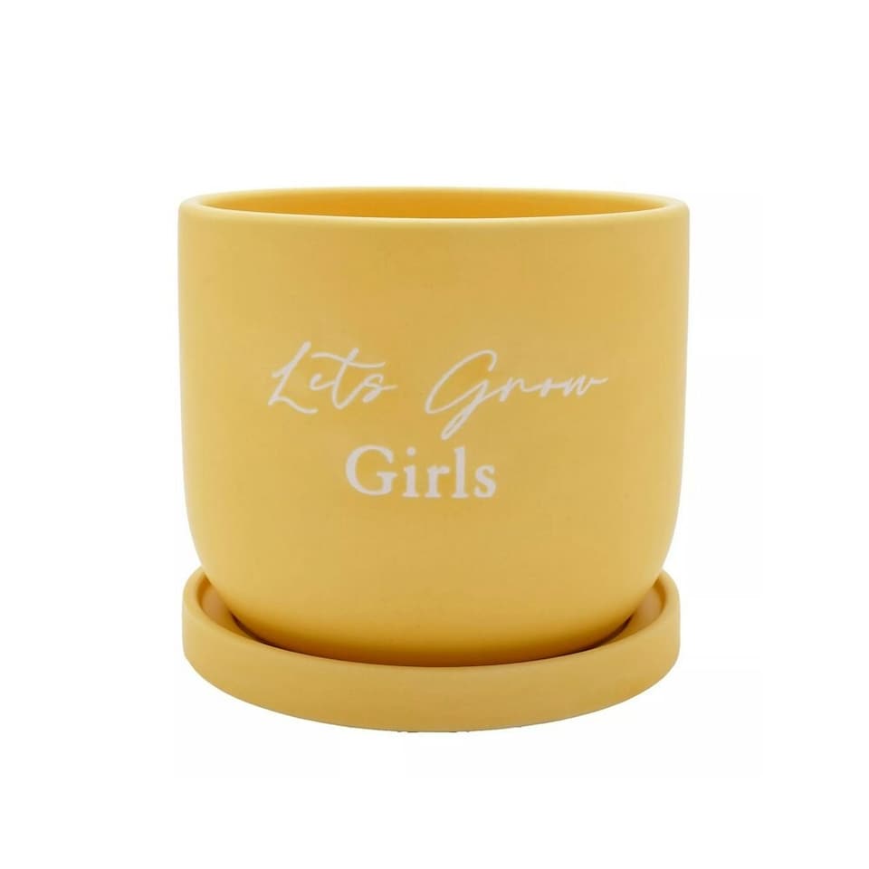Country Living Ceramic Plant Pot Let's Grow Girls | Yellow | 1