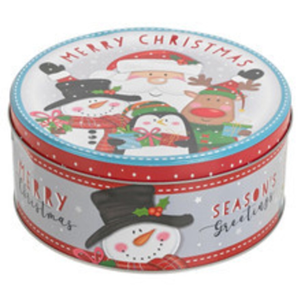 image 1 of Round Shape Christmas Cookie Tin Set | Multi | 1