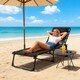image 2 of Outsunny Foldable Sun Lounger, Outdoor 4 Level Adjustable Backrest Reclining Chaise Chair, Steel Frame Recliner Chair for Camping, Hiking, Black