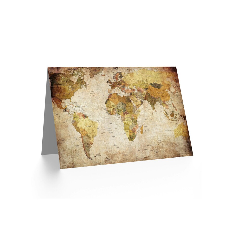 image 1 of World Map Vintage Cartography Goodbye Card